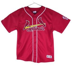 Majestic Mens S/M Youth XL 18/20 St Louis Cardinals Albert Pujols Button Jersey